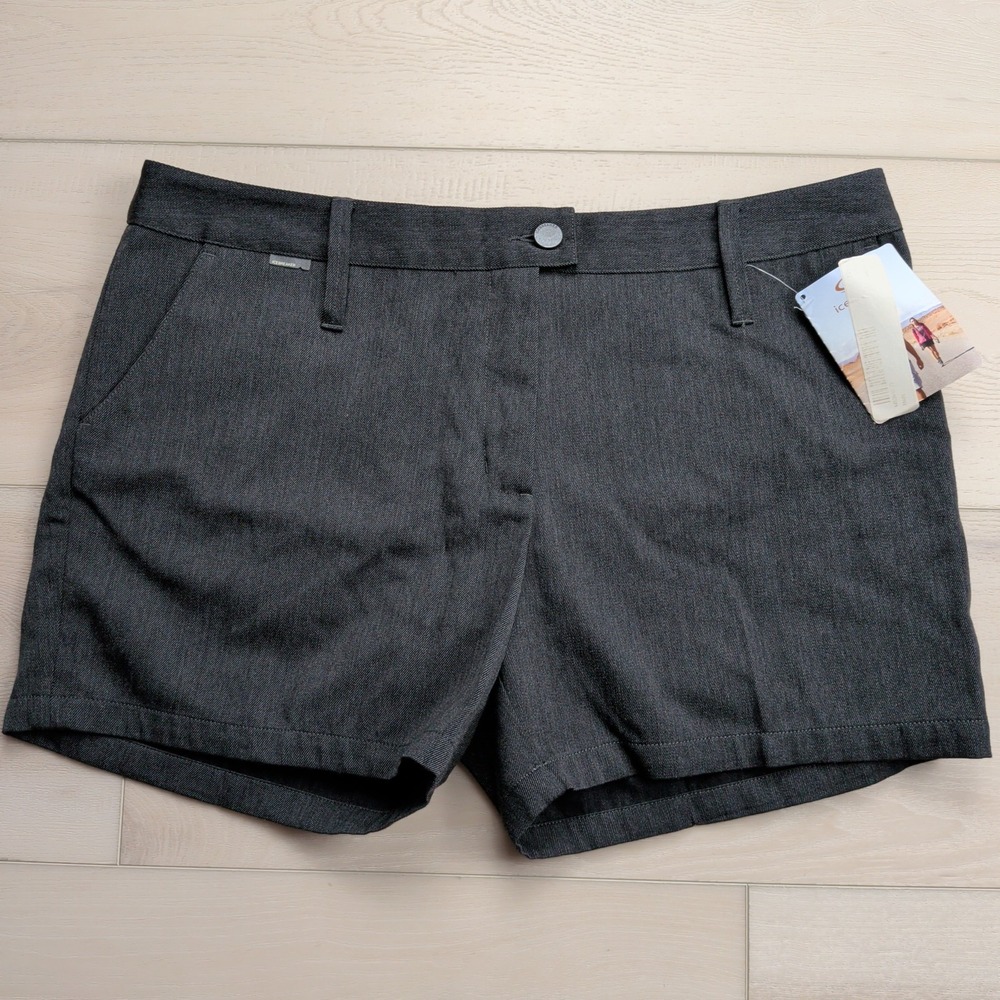 NEW Icebreaker Shorts Womens 33 Merino‎ Wool Via Jet Black 5" NWT